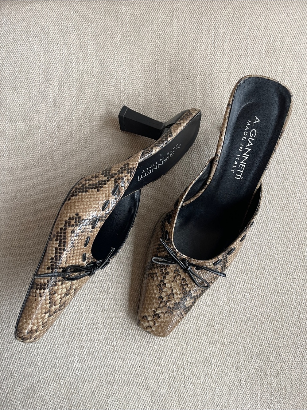A. GIANNETTI | MADE IN ITALY | Exotic-Style Snakeskin Slingback Heels | 7.5